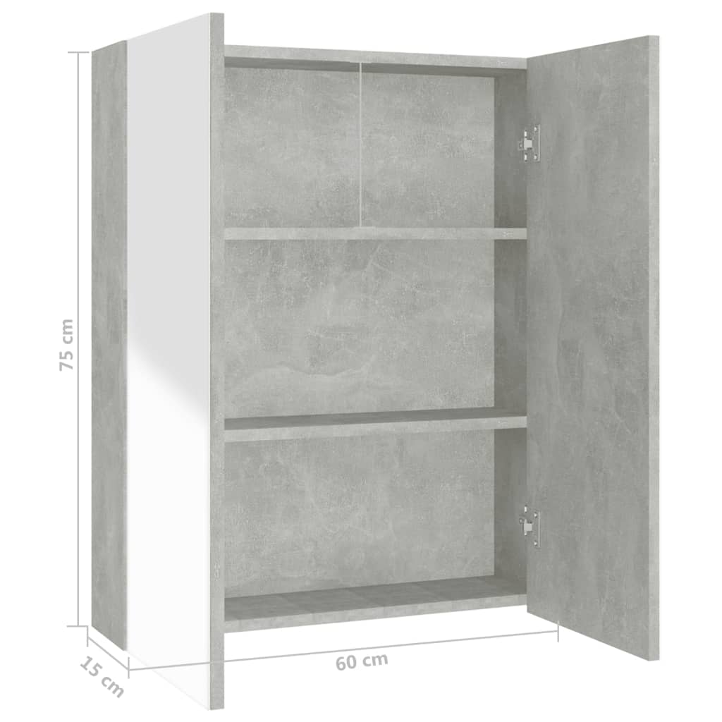vidaXL Armoire de toilette 60x15x75 cm MDF gris béton