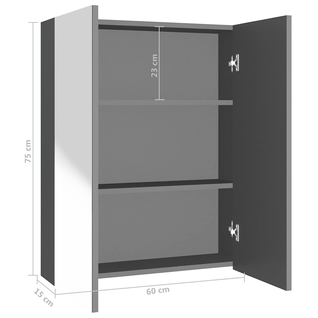 vidaXL Armoire de toilette 60x15x75 cm MDF anthracite