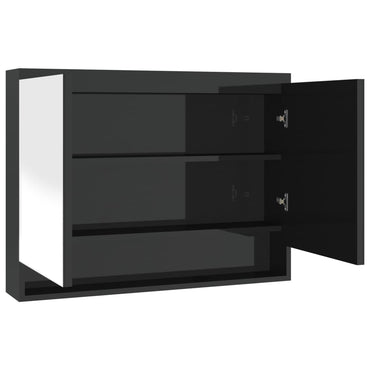 vidaXL Armoire de toilette à miroir 80x15x60 cm Noir brillant