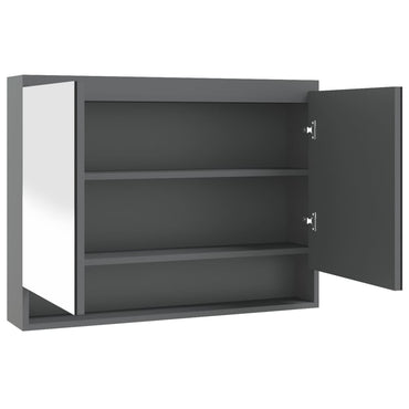 vidaXL Armoire de toilette à miroir 80x15x60 cm MDF Gris