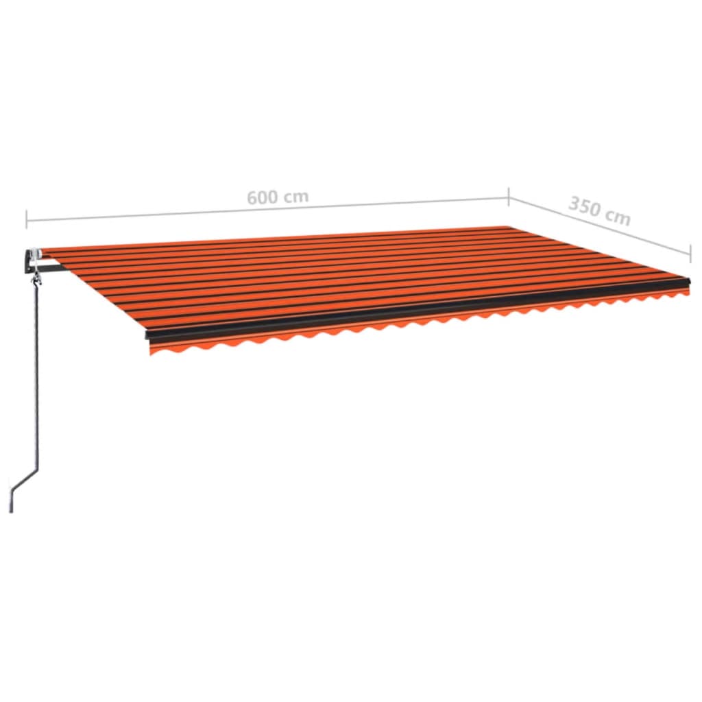 vidaXL Automatische Markise mit LED & Windsensor 600x350 Orange/Braun