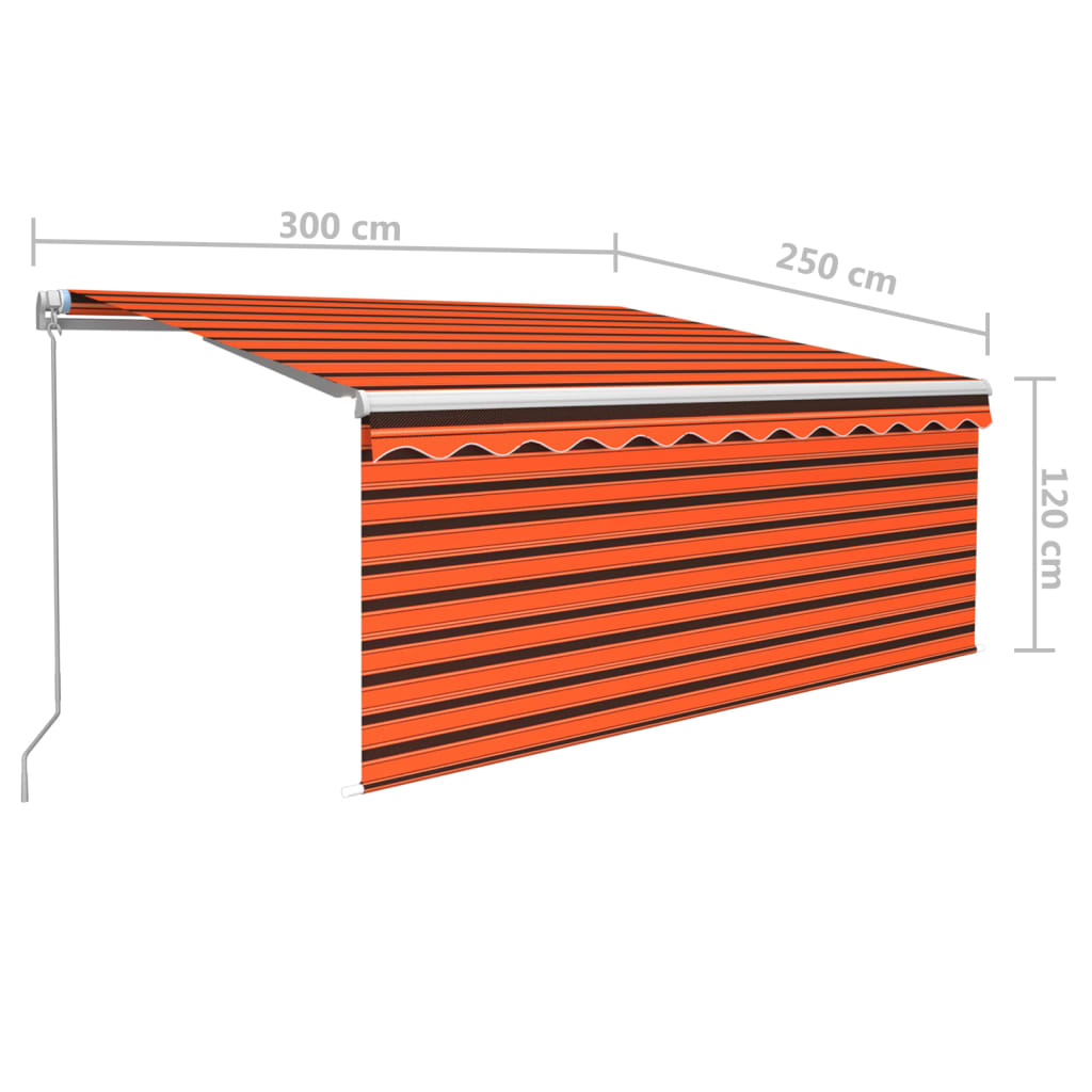 vidaXL Store banne manuel enroulable avec store 3x2,5 m Orange Marron