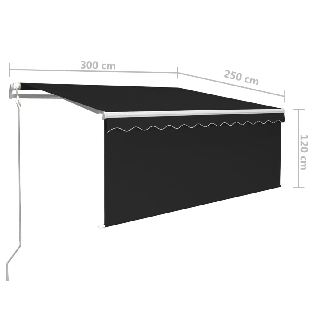 vidaXL Markise Automatisch mit Rollo LED Windsensor 3x2,5 m Anthrazit