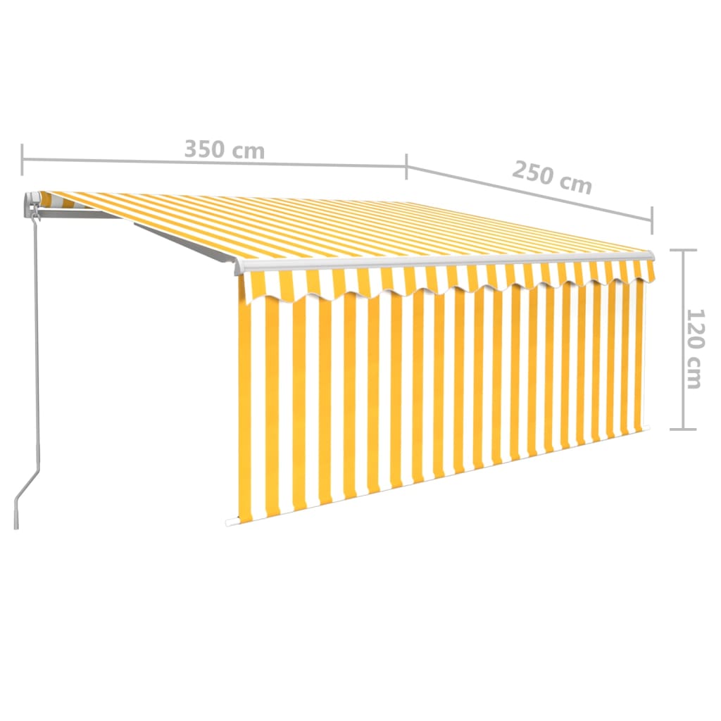 vidaXL Store banne manuel enroulable avec auvent et LED 3,5 x 2,5 m Jaune et blanc
