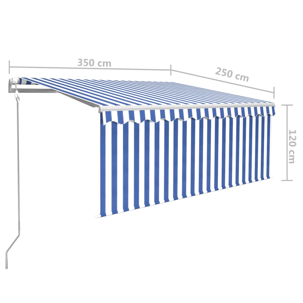 vidaXL Store Banne Motorisé avec Lambrequin 3,5x2,5 m Bleu et Blanc