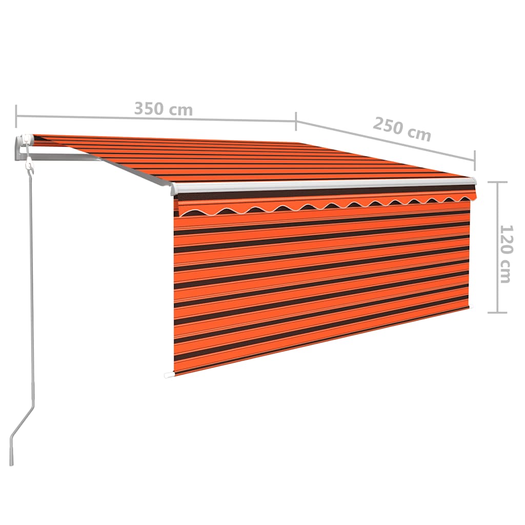 vidaXL Markise Automatisch Einziehbar mit Volant 3,5x2,5m Orange Braun