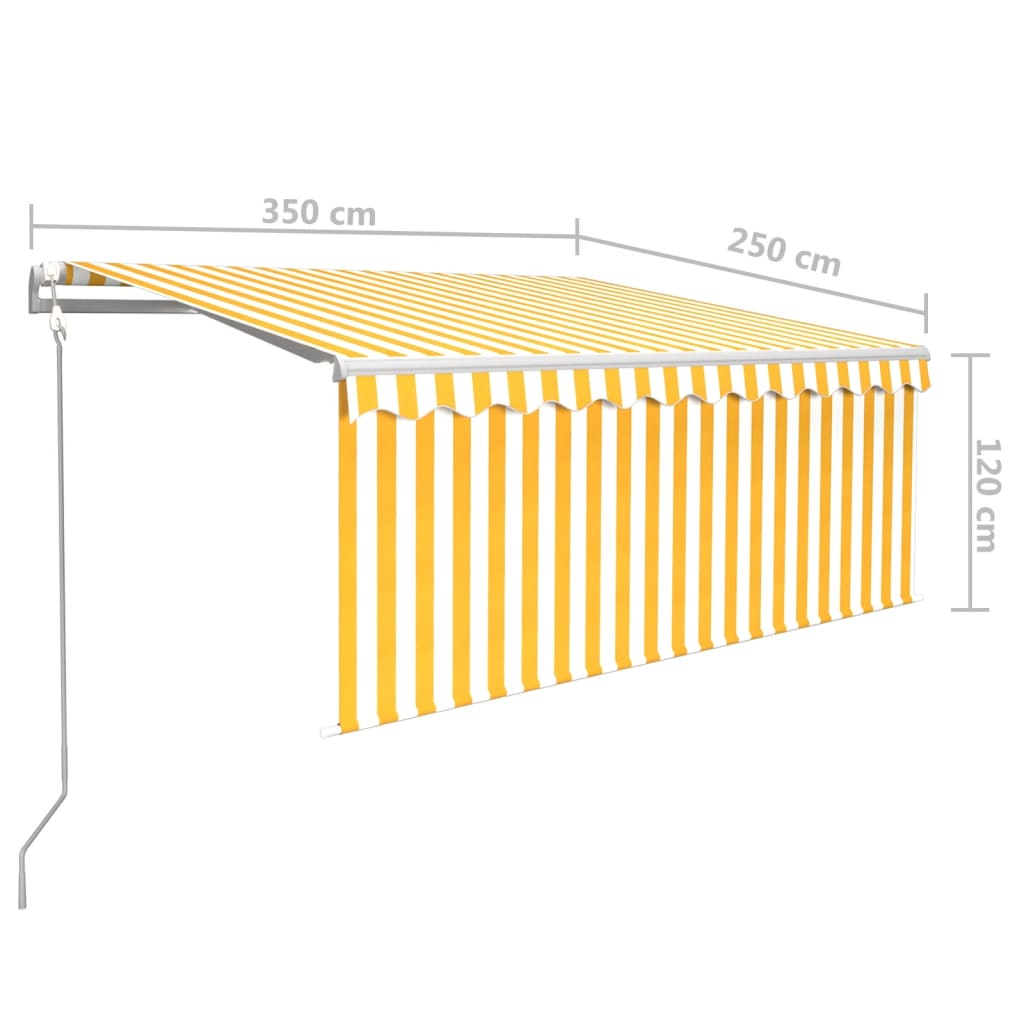 vidaXL Store banne motorisé avec store enrouleur et capteur de vent LED 3,5x2,5 m Jaune et Blanc
