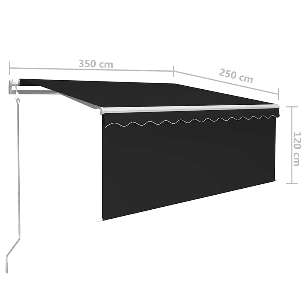 vidaXL Store Banne Automatique avec Store à LED Capteur de Vent 3,5x2,5 m Anthracite