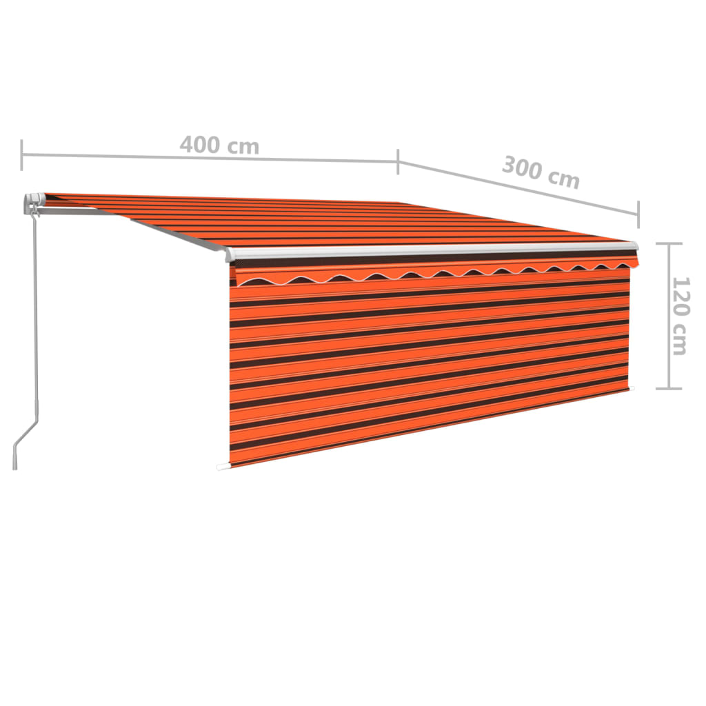 vidaXL Markise Manuell Einziehbar mit Rollo & LED 4x3 m Orange & Braun