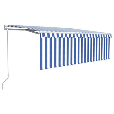 vidaXL Auvent rétractable avec lambrequin 4x3 m Bleu et blanc