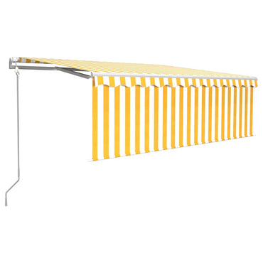 vidaXL Markise Automatisch mit Rollo LED Windsensor 4x3m Gelb Weiß