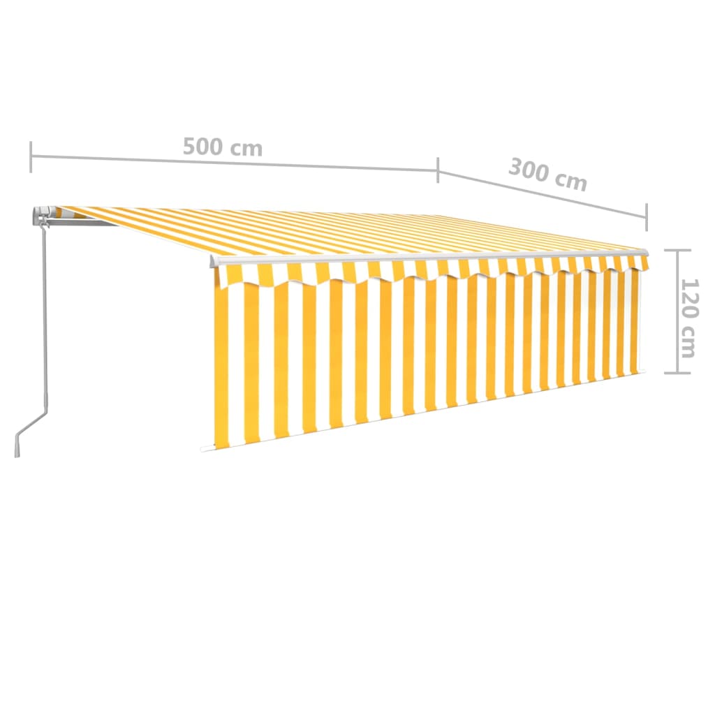 vidaXL Markise Manuell Einziehbar mit Rollo & LED 5x3 m Gelb & Weiß