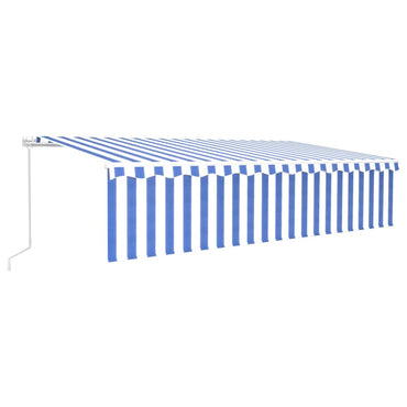 vidaXL Markise Manuell Einziehbar mit Rollo 6x3 m Blau & Weiß