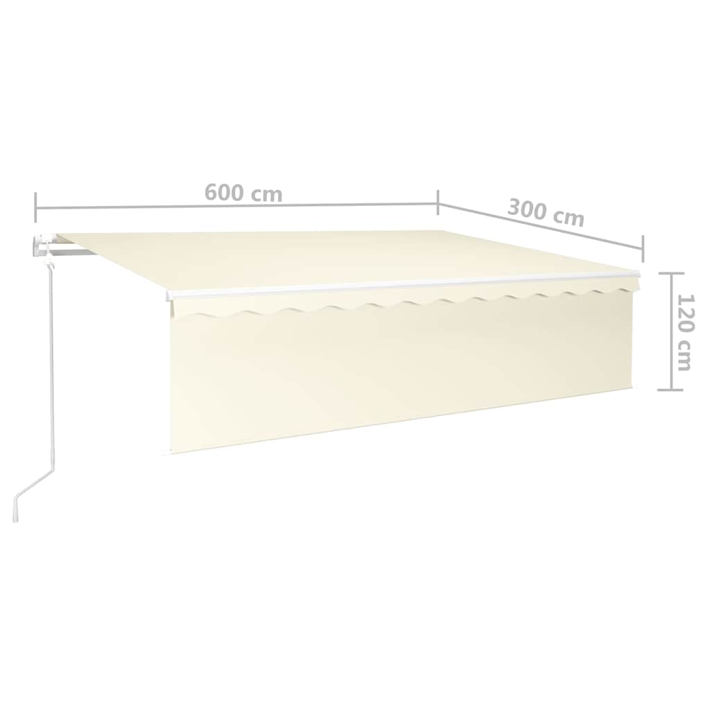 vidaXL Markise Automatisch Einziehbar mit Volant 6x3 m Creme