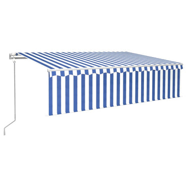 vidaXL Store banne automatique avec lambrequin LED et capteur de vent 6x3 m Bleu et blanc
