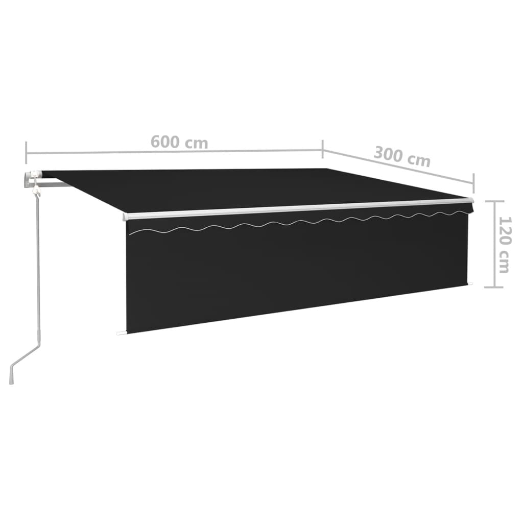 vidaXL Markise Automatisch mit Rollo LED Windsensor 6x3m Anthrazit