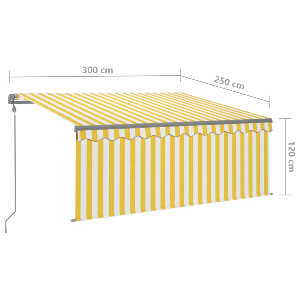 vidaXL Store banne rétractable avec lambrequin 3x2,5 m Jaune et blanc