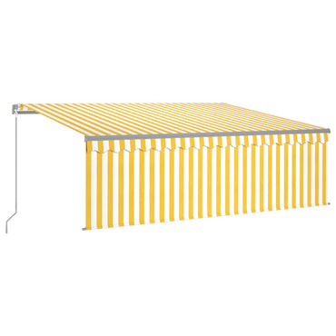 vidaXL Markise Manuell Einziehbar mit Rollo 4x3 m Gelb & Weiß