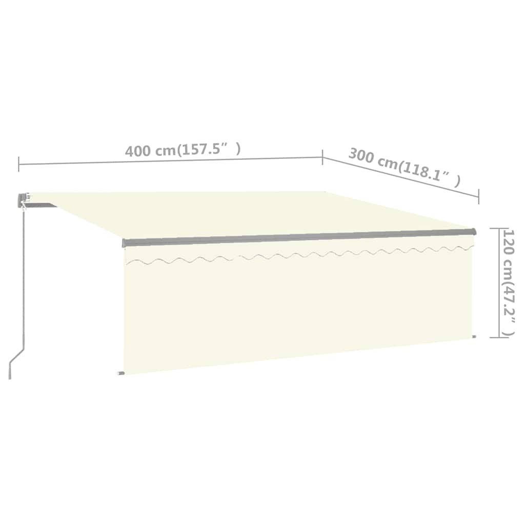 vidaXL Markise Manuell Einziehbar mit Rollo & LED 4x3 m Creme