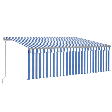 vidaXL Auvent rétractable avec lambrequin 4x3 m Bleu et blanc