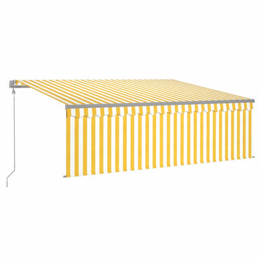 Store banne motorisé vidaXL avec lambrequin LED et anémomètre 4x3m Jaune-blanc
