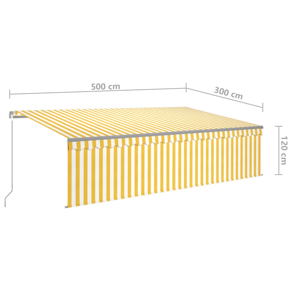 vidaXL Markise Manuell Einziehbar mit Rollo 5x3 m Gelb & Weiß