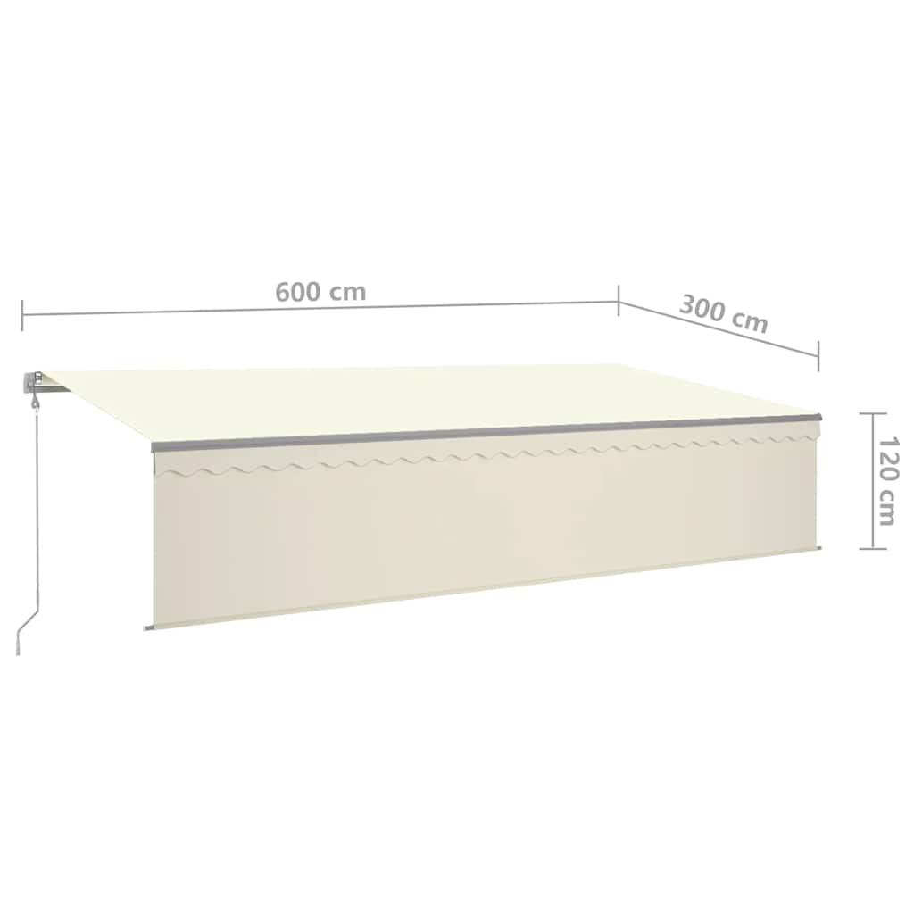 vidaXL Markise Automatisch mit Rollo LED Windsensor 6x3 m Creme
