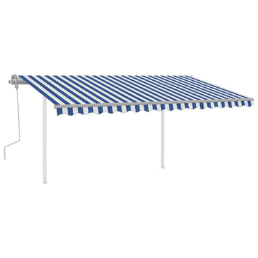 vidaXL Store banne manuel à LED 4x3 m Bleu et blanc