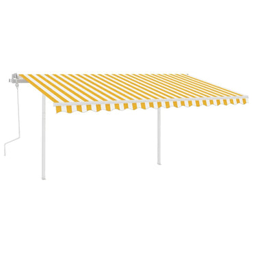 vidaXL Auvent rétractable manuel avec LED 4x3 m Jaune et Blanc