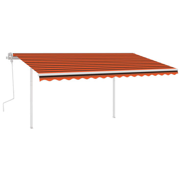 vidaXL Auvent manuel rétractable avec poteaux 4,5x3 m Orange & Marron