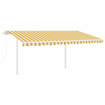 vidaXL Auvent rétractable automatique avec poteaux 4,5x3 m Jaune et Blanc