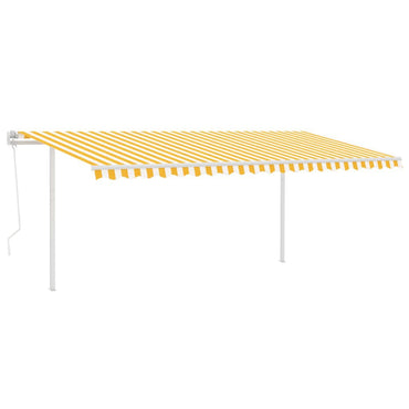 vidaXL Auvent Rétractable Automatique avec Poteau 5x3 m Jaune et Blanc