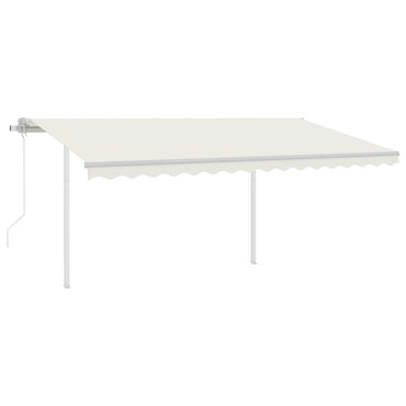 vidaXL Store banne rétractable automatique avec poteaux 4x3,5 m Crème