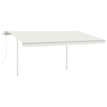 vidaXL Auvent Rétractable Automatique avec Poteaux 4,5x3,5 m Crème