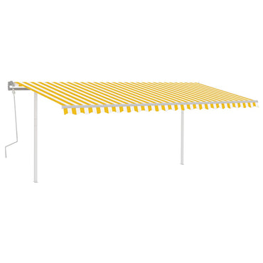 vidaXL Auvent manuel rétractable avec poteaux 5x3,5 m Jaune et Blanc