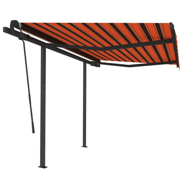 vidaXL Markise Manuell Einziehbar mit Pfosten 3x2,5 m Orange Braun