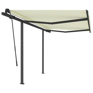 vidaXL Markise Automatisch Einziehbar mit Pfosten 3x2,5 m Creme