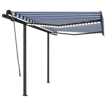 vidaXL Automatische Markise mit LED & Windsensor 3x2,5 m Blau Weiß