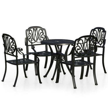 vidaXL Ensemble bistro 5 pièces en fonte d'aluminium noir