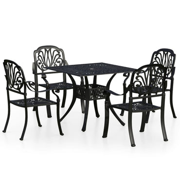 vidaXL Ensemble de bistrot 5 pièces en aluminium moulé Noir