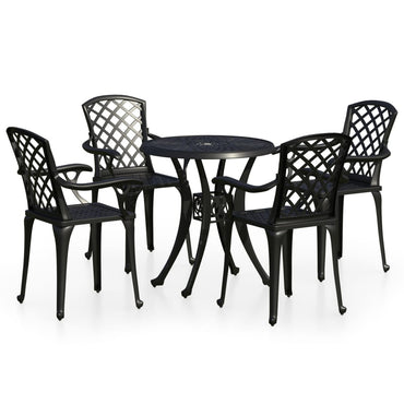 vidaXL Ensemble de bistrot 5 pièces en aluminium moulé Noir