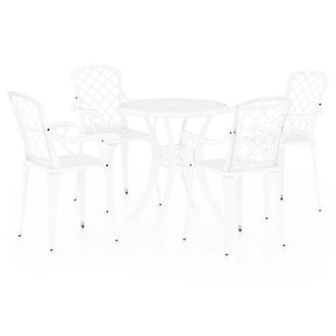vidaXL Ensemble de bistrot 5 pcs en fonte d'aluminium Blanc