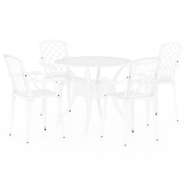vidaXL Ensemble de bistrot 5 pcs en fonte d'aluminium Blanc