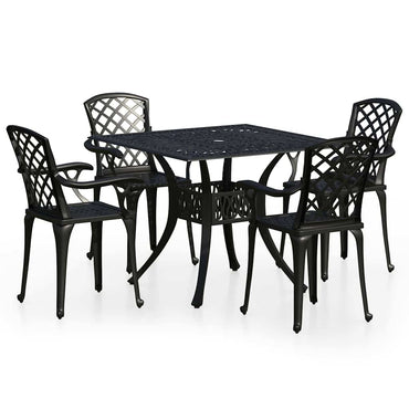 vidaXL Ensemble de bistrot 5 pièces en aluminium moulé Noir