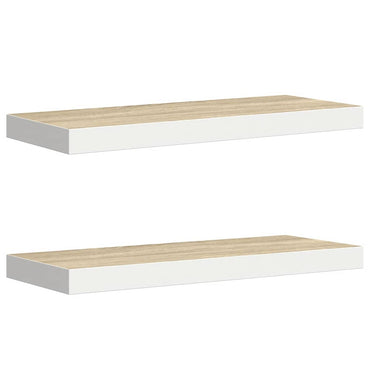 vidaXL Schweberegale 2 Stk. Eichen-Optik und Weiß 60x23,5x3,8 cm MDF