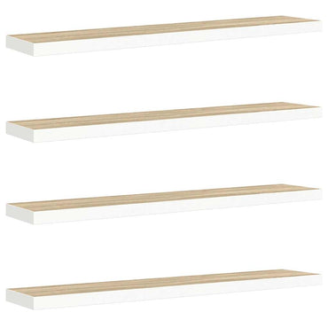 vidaXL Étagères murales flottantes 4 pcs aspect chêne et blanc 120x23,5x3,8 cm MDF
