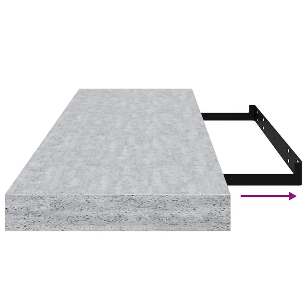 vidaXL Étagères murales 2 pcs Gris béton 80x23,5x3,8 cm MDF