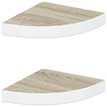 vidaXL Étagère d'angle murale 2 pcs Chêne et blanc 25x25x3,8 cm MDF