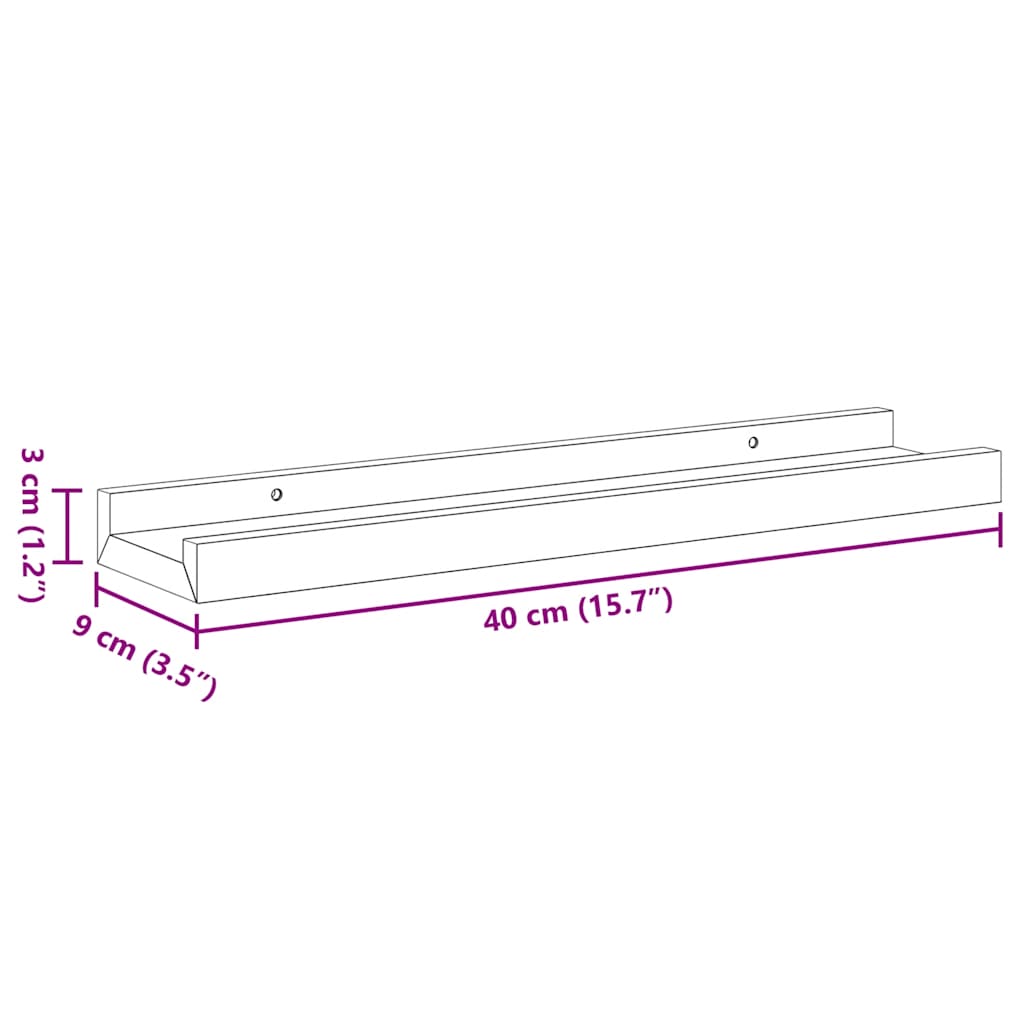 vidaXL Wandregale 2 Stk. Hochglanz-Weiß 40x9x3 cm