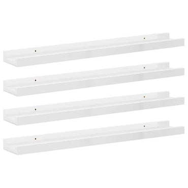 vidaXL Wandregale 4 Stk. Hochglanz-Weiß 60x9x3 cm